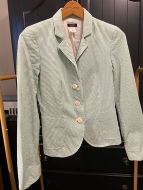 J. Crew Mint Green Seersucker Women's Blazer